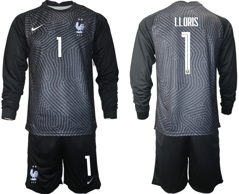 Cheap Men 2021 European Cup France black Long sleeve goalkeeper 1 Soccer Jersey